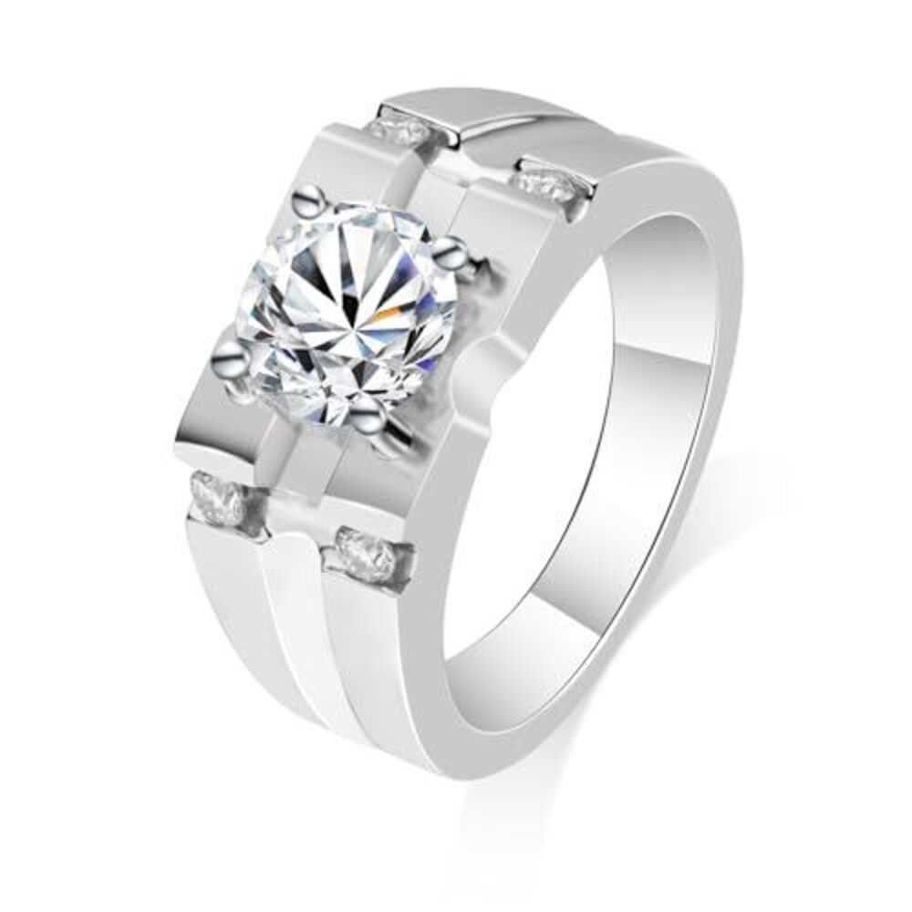 Mens Moissanite Ring 1.66CTTW D Color VVS1 Round Cut Moissanite Rings for Men,1